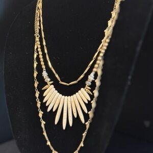 Stella & Dot Gold and Cream Statement Necklace